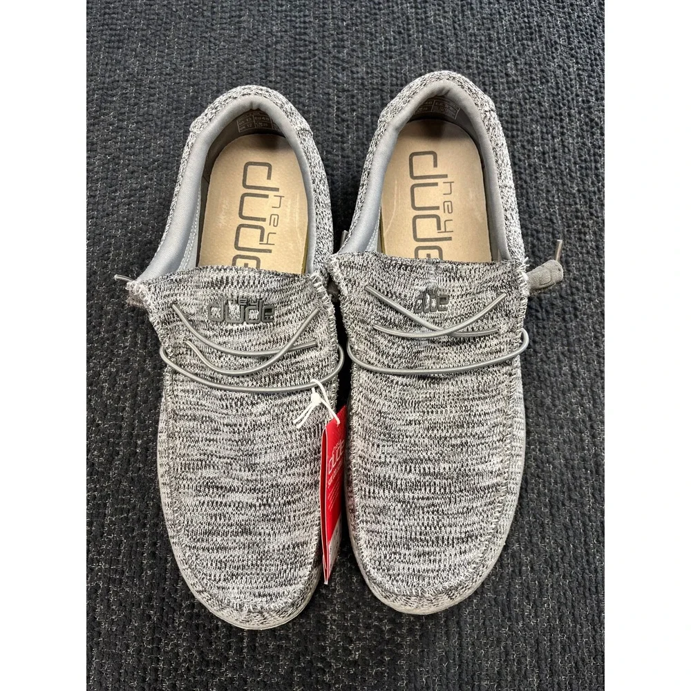 Hey Dude Wally B Sox Grey Knit Loafers Mens 13 Slip On Shoes 111033000